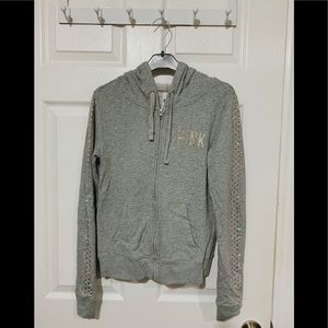 PINK LIGHT-GRAY ZIP UP Sweater